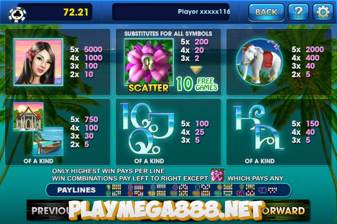 Simbol Utama dan Bayaran Thai Paradise